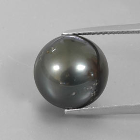 Perla Argento scuro naturale da 12.77 ct, Sfera, Opaco