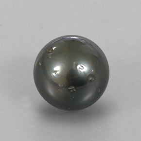 Perla Argento scuro naturale da 12.77 ct, Sfera, Opaco