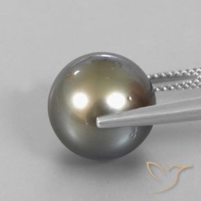 Perla Grigio medio-scuro naturale da 13.25 ct, Sfera, Opaco
