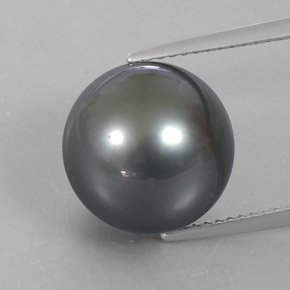 Perla naturale grigio da 13,23 ct, sfera / palla, opaco