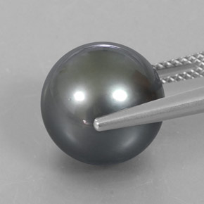 Perla naturale grigio da 13,23 ct, sfera / palla, opaco