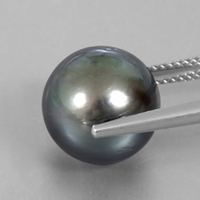 Perla Grigio scuro naturale da 12.55 ct, Sfera, Opaco