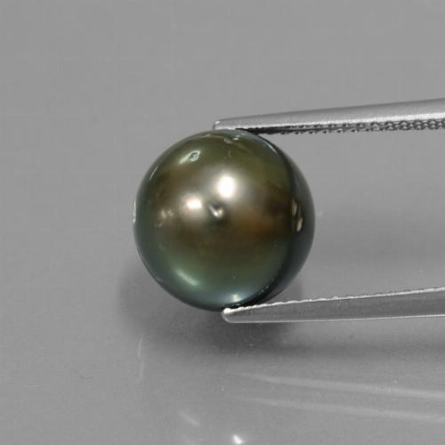 Perla Grigio scuro naturale da 9.57 ct, Sfera, Opaco