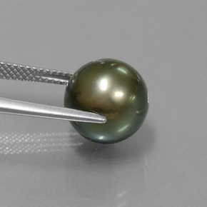 Perla Grigio scuro naturale da 9.57 ct, Sfera, Opaco
