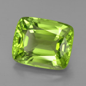 Peridoto naturale verde da 5,68 ct, taglio a cuscino, VVS