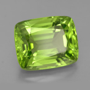 Peridoto naturale verde da 5,68 ct, taglio a cuscino, VVS