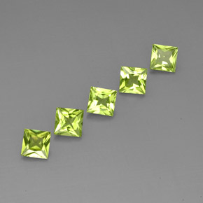 Peridoto naturale verde da  ct, quadrato, VVS-VS