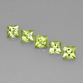 Peridoto naturale verde da  ct, quadrato, VVS-VS