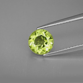 Peridoto naturale verde da 1,21 ct, taglio rotondo, VVS-VS