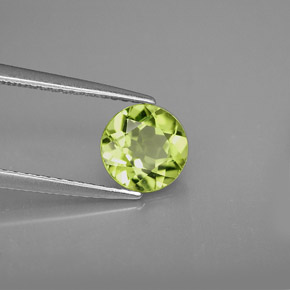 Peridoto naturale verde da 1,21 ct, taglio rotondo, VVS-VS