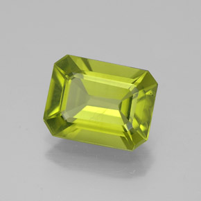 Peridoto naturale verde da 2,10 ct, taglio smeraldo, VS