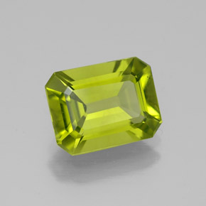 Peridoto naturale verde da 2,10 ct, taglio smeraldo, VS