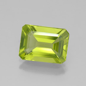 Peridoto naturale verde da 1,91 ct, taglio smeraldo, VVS-VS