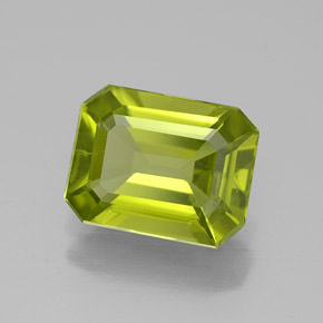 Peridoto naturale verde da 1,92 ct, taglio smeraldo, VS