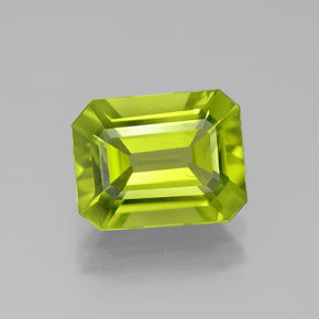 Peridoto naturale verde da 2,09 ct, taglio smeraldo, VS