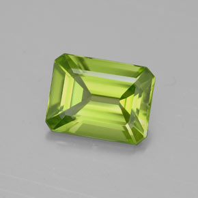 Peridoto naturale verde da 2,17 ct, taglio smeraldo, VVS