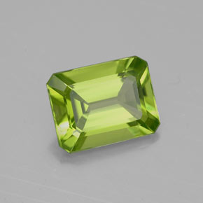 Peridoto naturale verde da 2,17 ct, taglio smeraldo, VVS