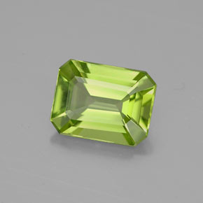 Peridoto naturale verde da 1,89 ct, taglio smeraldo, VVS