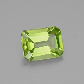 Peridoto naturale verde da 1,89 ct, taglio smeraldo, VVS
