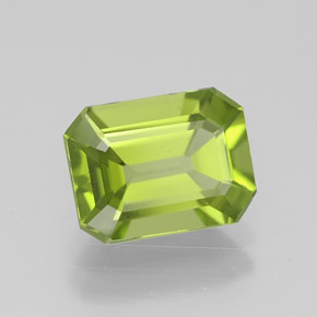 Peridoto naturale verde da 2,09 ct, taglio smeraldo, VVS