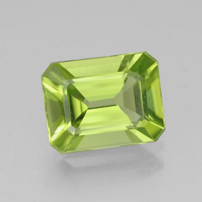 Peridoto naturale verde da 2,04 ct, taglio smeraldo, VVS