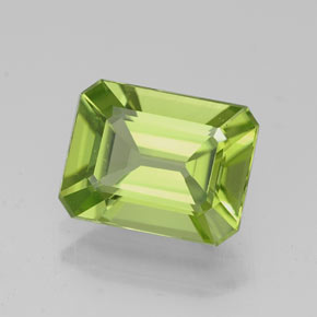 Peridoto naturale verde da 2,04 ct, taglio smeraldo, VVS