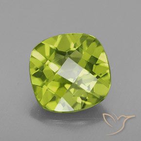 Peridoto Verde giallastro naturale da 2.55 ct, Cuscino, VS