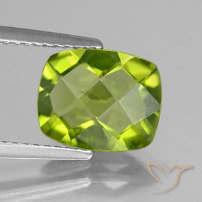 Peridoto naturale verde da 2,57 ct, taglio a cuscino, VS