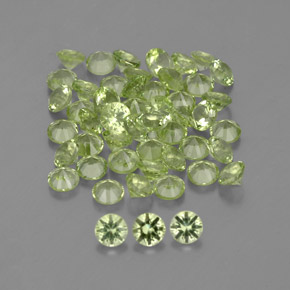 Peridoto naturale verde da 1,47 ct, taglio rotondo, VVS-VS