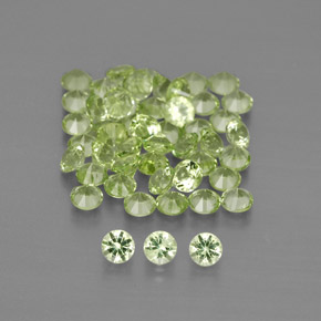 Peridoto naturale verde da 1,48 ct, taglio rotondo, VVS-VS