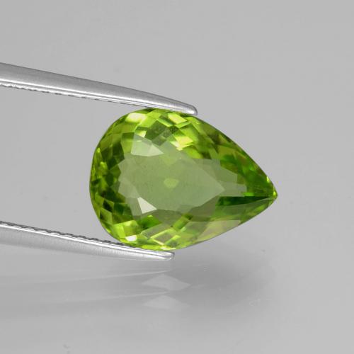 Peridoto Verde acceso naturale da 4.42 ct, Forma a pera, VS