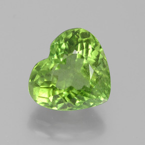 Peridoto naturale verde da 4,15 ct, a forma di cuore, VS-SI