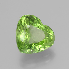 Peridoto naturale verde da 4,15 ct, a forma di cuore, VS-SI