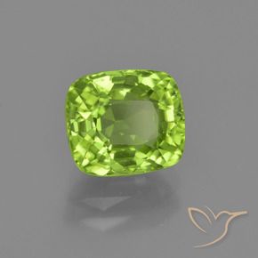 Peridoto Verde giallastro naturale da 2.59 ct, Cuscino, VS
