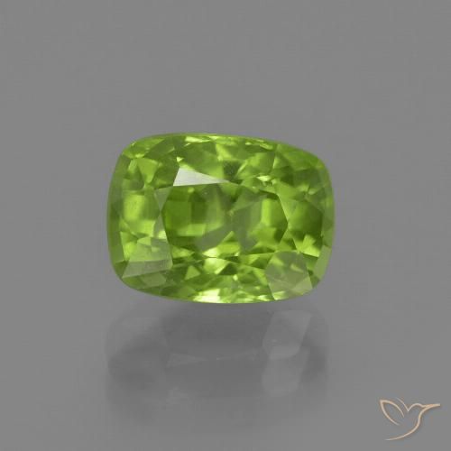 Peridoto Verde acceso naturale da 2.38 ct, Taglio a cuscino, VS