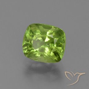 Peridoto Verde giallastro naturale da 2.52 ct, Cuscino, VS