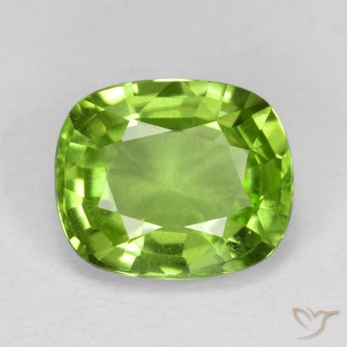2.13ct Naturale Verde giallastro Peridoto, Cuscino, VS