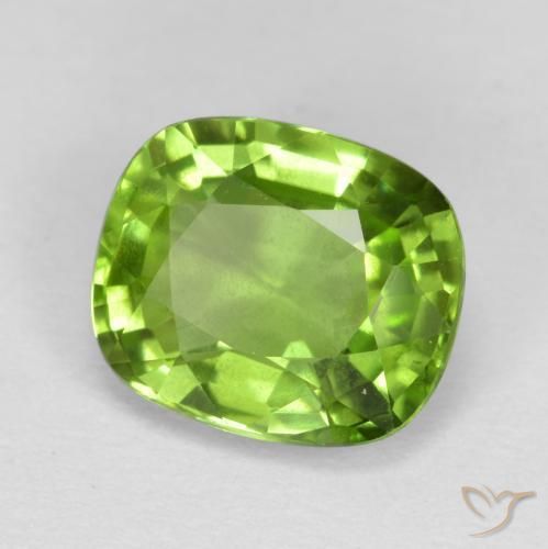 Peridoto Verde giallastro naturale da 2.13 ct, Cuscino, VS