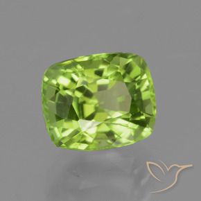 Peridoto Verde giallastro naturale da 2.10 ct, Cuscino, VVS-VS