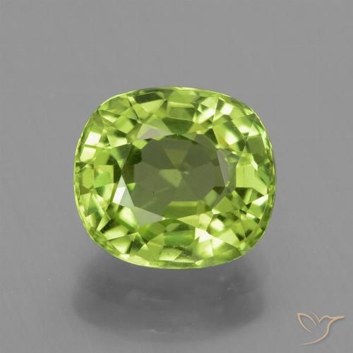2.30ct Naturale Verde giallastro Peridoto, Cuscino, VS