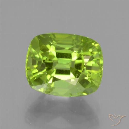 2.38ct Naturale Verde giallastro Peridoto, Cuscino, VS