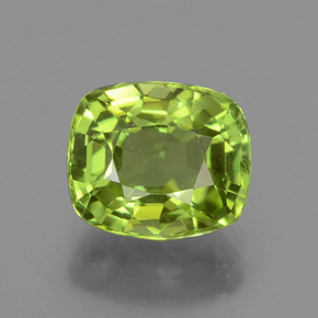 Peridoto Verde acceso naturale da 2.24 ct, Taglio a cuscino, VVS-VS