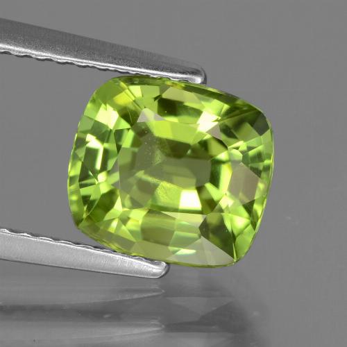 Peridoto verde giallastro naturale da 2,07 ct, taglio a cuscino, VS