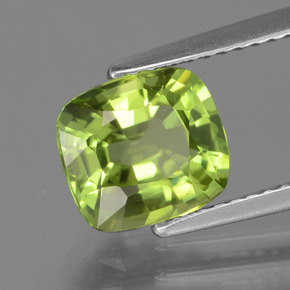 Peridoto verde giallastro naturale da 2,07 ct, taglio a cuscino, VS