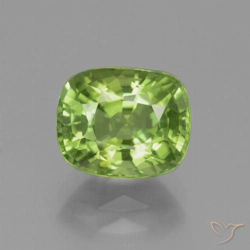 2.45ct Naturale Verde giallastro Peridoto, Cuscino, VS