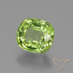 Peridoto Verde medio naturale da 2.37 ct, Cuscino, VVS-VS