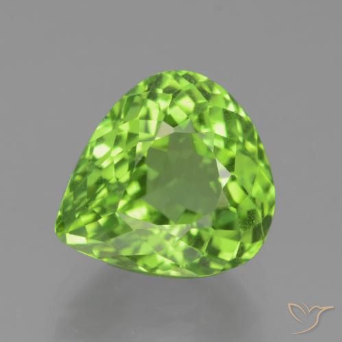Peridoto naturale verde da 4,74 ct, taglio a pera, VS