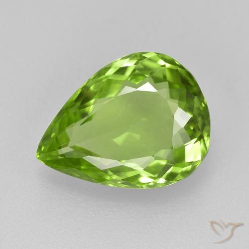 4.11ct Naturale Verde medio Peridoto, Forma a pera, VS
