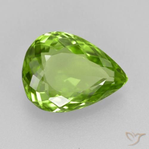 Peridoto Verde medio naturale da 4.11 ct, Forma a pera, VS