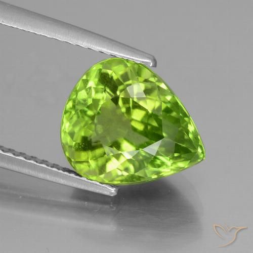 Peridoto naturale verde da 4,07 ct, taglio a pera, VS